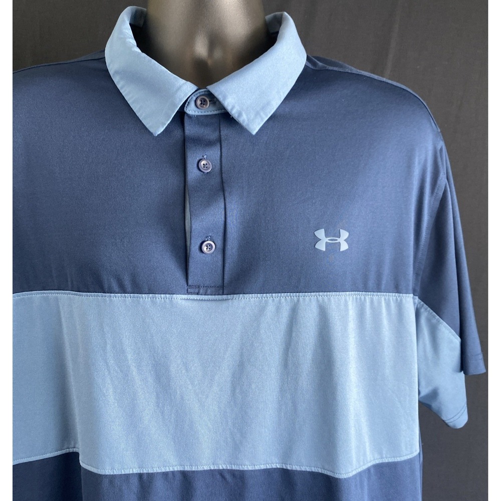 Under Armour Heat Gear Performance Polo Shirt Men XXL Color Block Loose Fit Golf